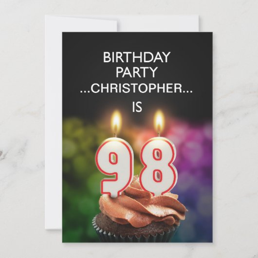 名前を追加、98歳の誕生日パーティー招待状 招待状 (正面)