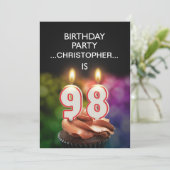 名前を追加、98歳の誕生日パーティー招待状 招待状 (スタンド正面)
