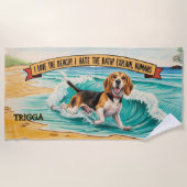 名前を追加、Beagle Dog走の波 ビーチタオル (正面)