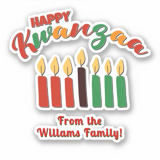 名前を追加, Happy Kwanzaa赤ブラックグリーンキャンドルセント シール (正面)