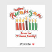 名前を追加, Happy Kwanzaa赤ブラックグリーンキャンドルセント シール (シート)