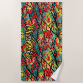 名前を追加Acrylic Textured 絵を描フローラ絵を描s ビーチタオル (正面)