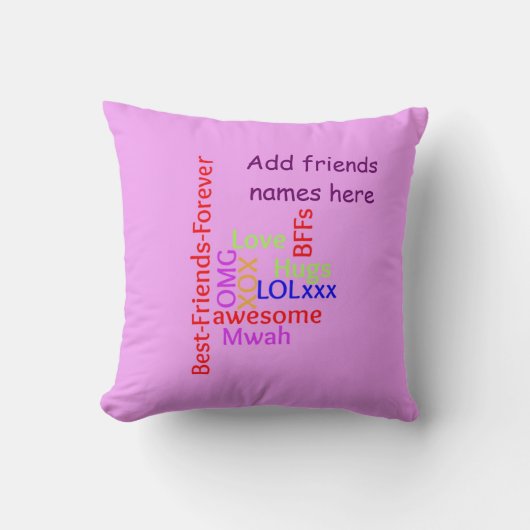 名前を追加BFF友最高の人永遠TagCloud枕 クッション (正面)