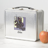 名前を追加Black Cat忍者飛んでいるKick Cartoon メタルランチボックス (インサイチュ)