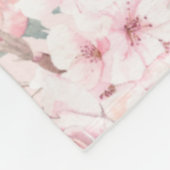 名前を追加Bohoピンクグリーン白花模様 フリースブランケット (角)