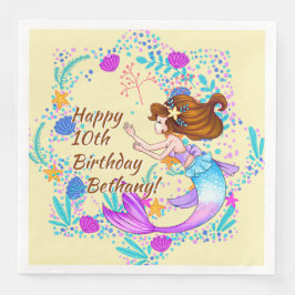 名前を追加Brown Hair Mermaid Mauve on Creamパーティー