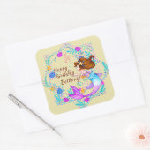 名前を追加Brown Hair Mermaid Mauve on Creamパーティー スクエアシール (封筒)