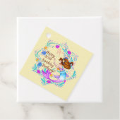 名前を追加Brown Hair Mermaid Mauve on Creamパーティー フェイバータグ (インサイチュ)