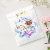 名前を追加Brown Hair Mermaid Mauve on Creamパーティー フェイバーバッグ (封をした状態)