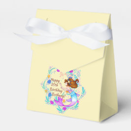 名前を追加Brown Hair Mermaid Mauve on Creamパーティー フェイバーボックス