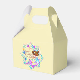 名前を追加Brown Hair Mermaid Mauve on Creamパーティー フェイバーボックス