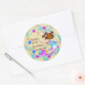 名前を追加Brown Hair Mermaid Mauve on Creamパーティー ラウンドシール (封筒)