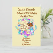 名前を追加Brown Hair Mermaid Mauve on Creamパーティー 招待状 (スタンド正面)