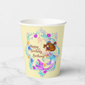 名前を追加Brown Hair Mermaid Mauve on Creamパーティー 紙コップ (裏面)