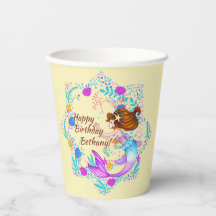 名前を追加Brown Hair Mermaid Mauve on Creamパーティー