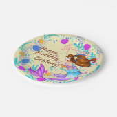 名前を追加Brown Hair Mermaid Mauve on CreamパーティーP ペーパープレート (アングル)