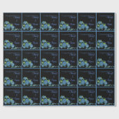 名前を追加Chic Blueブラックフローラギフトラップテンプレート ラッピングペーパー (フラット)