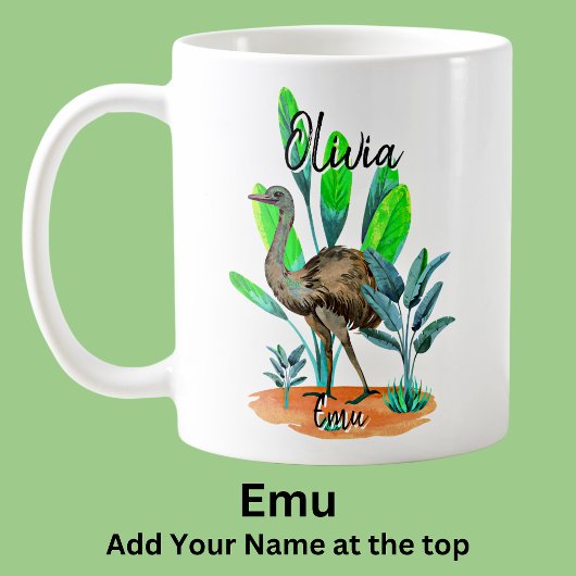 名前を追加Emu Australian Bird Animal コーヒーマグカップ