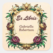 名前を追加Ex Libris エレガントアールヌーボー スクエアシール (正面)