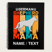 名前を追加German Shepherd MAMA, Blue Brown on Black プランナー手帳 (正面)