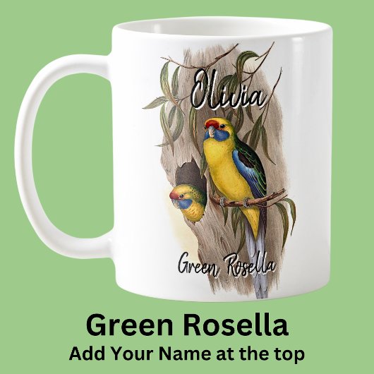 名前を追加Green Rosella Australian Bird Animal コーヒーマグカップ