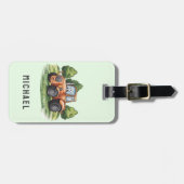 名前を追加Green Tractor Farm Water color ラゲッジタグ (正面横)