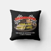 名前を追加Hisの車の写真文字、チャンピオンウィナーフラグ クッション (正面)