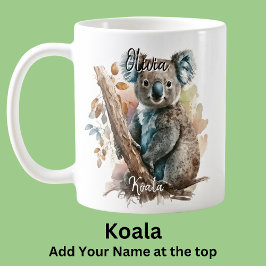 名前を追加Koala on Tree Australian Animal Marsuial コーヒーマグカップ