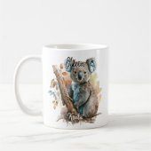 名前を追加Koala on Tree Australian Animal Marsuial コーヒーマグカップ (左)