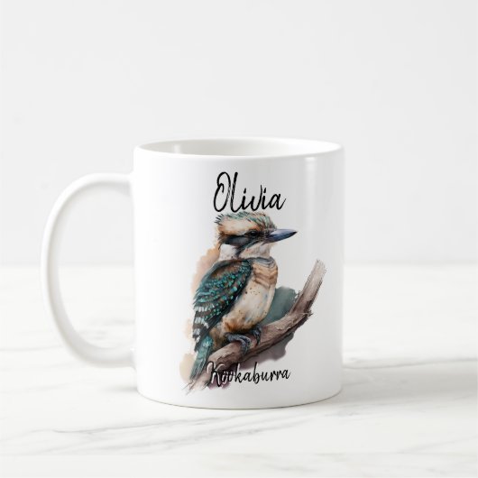 名前を追加Kookaburra Australian Bird Animal コーヒーマグカップ (左)