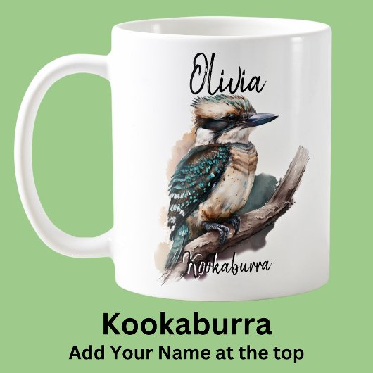 名前を追加Kookaburra Australian Bird Animal コーヒーマグカップ