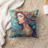 名前を追加Mermaid水中で海、ヘアフィッシュ クッション (ブランケット)