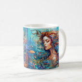 名前を追加Mermaid水中で海、ヘアフィッシュ コーヒーマグカップ (正面右)