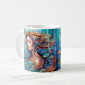 名前を追加Mermaid水中で海、ヘアフィッシュ コーヒーマグカップ (正面左)