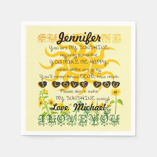 名前を追加My Sunshine スタンダードカクテルナプキン (正面)