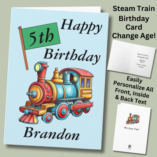 名前を追加Personalize Steam Train Child Boy's カード
