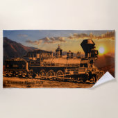 名前を追加Personalize Steam Train Sunset CPRR 229 ビーチタオル (正面)