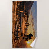 名前を追加Personalize Steam Train Sunset CPRR 229 ビーチタオル (正面)