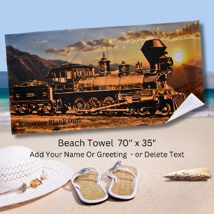 名前を追加Personalize Steam Train Sunset CPRR 229 ビーチタオル