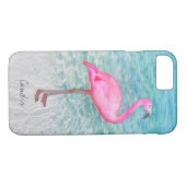 名前を追加Pink Flamingo Tropicalビーチ モダン Case-Mate iPhoneケース (裏面(横))