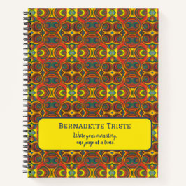 名前を追加Red Yellow Orange Owlパターインスパイアン ノートブック