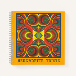 名前を追加Red Yellow Orange Owlパターインスパイアン ノートブック