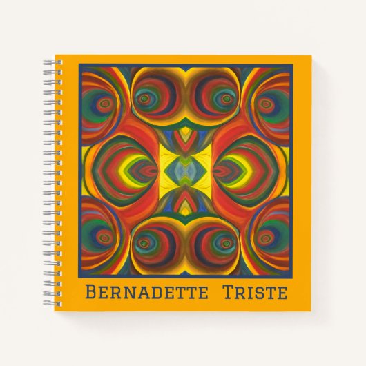 名前を追加Red Yellow Orange Owlパターインスパイアン ノートブック (正面)