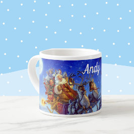 名前を追加Santa with Toysクラシック SMALL Cup Blue エスプレッソカップ