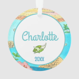 名前を追加Sea Turtles熱帯ビーチアートワーク オーナメント