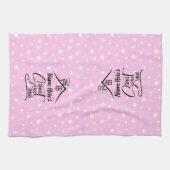 名前を追加Shed甘い流しピンクホワイトフローラ キッチンタオル (横)