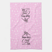 名前を追加Shed甘い流しピンクホワイトフローラ キッチンタオル (縦)