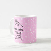 名前を追加Shed甘い流しピンクホワイトフローラ コーヒーマグカップ (正面左)