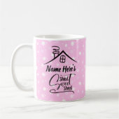 名前を追加Shed甘い流しピンクホワイトフローラ コーヒーマグカップ (左)