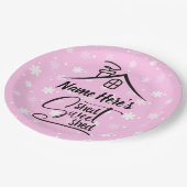 名前を追加Shed甘い流しピンクホワイトフローラ ペーパープレート (アングル)